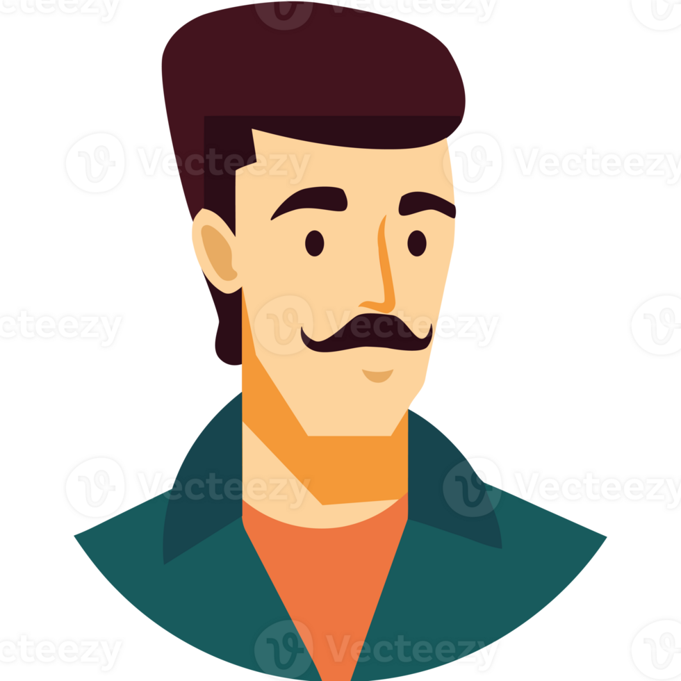 A man with a mustache and a green shirt png