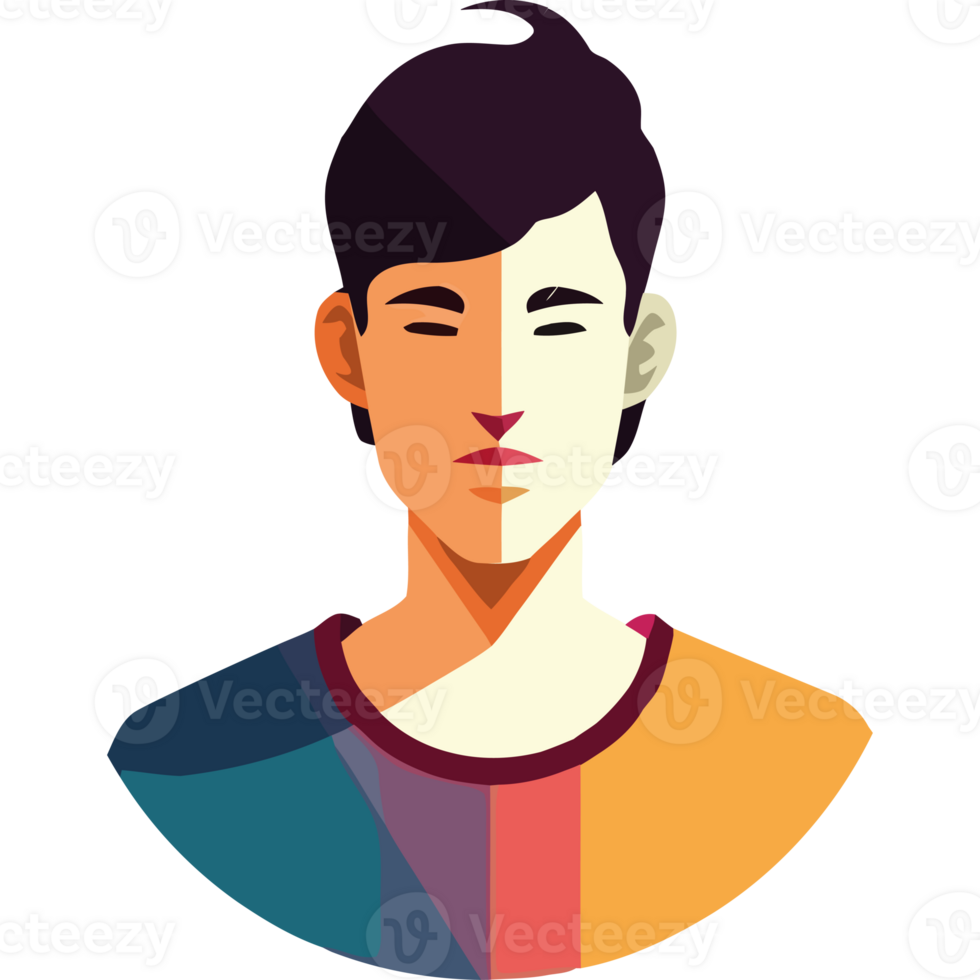 A man with a colorful shirt on his face png