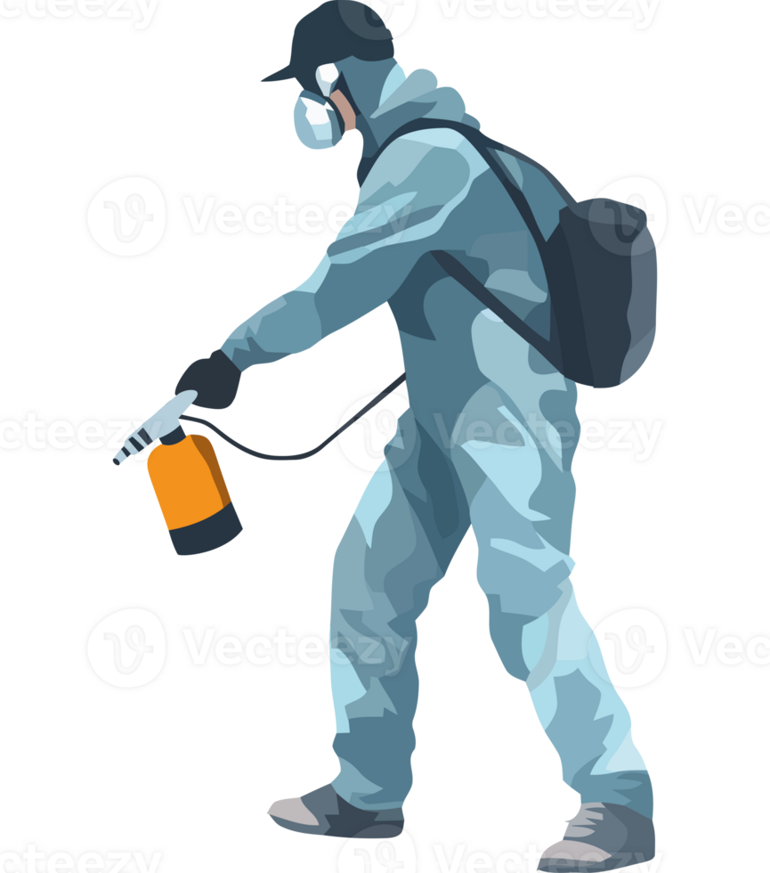 A man in a protective suit spraying a sprayer png