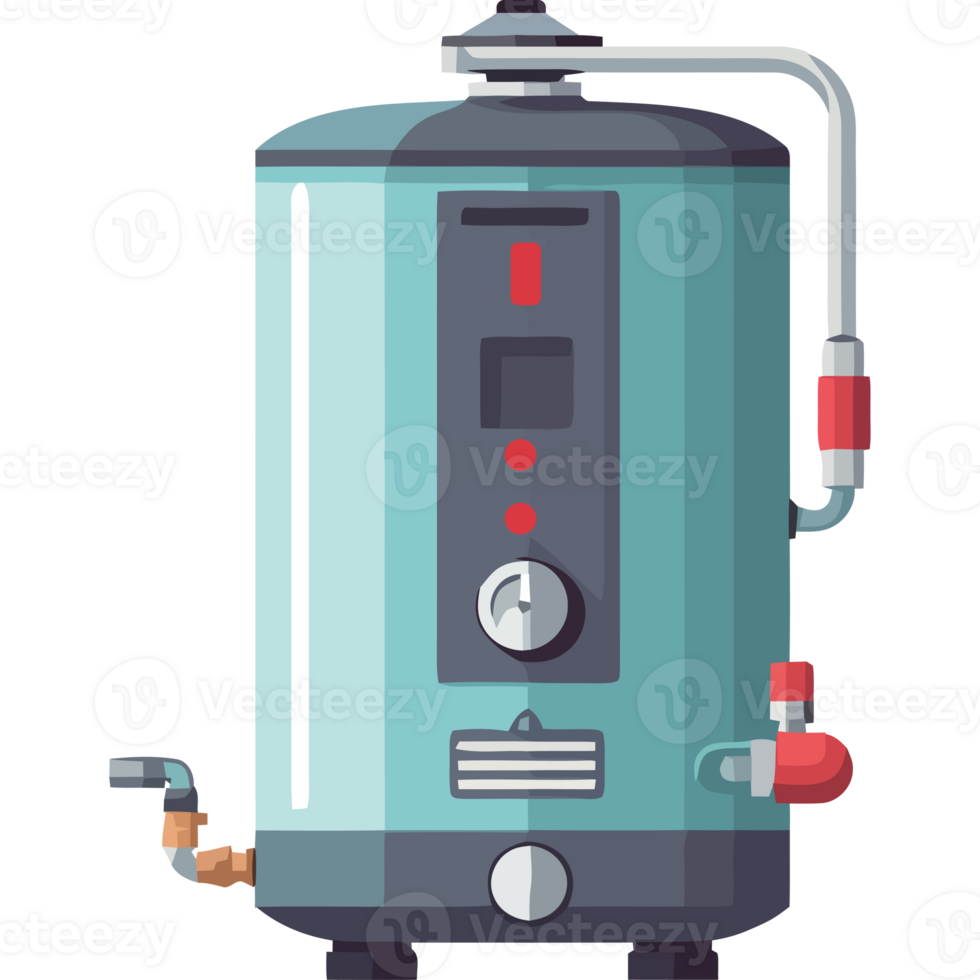 A water heater with a valve and a hose png