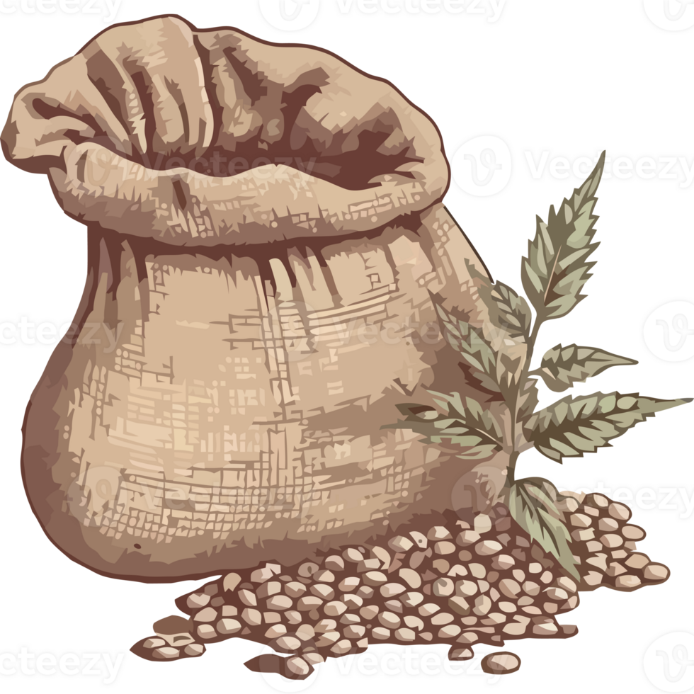 A sack of beans and a plant png