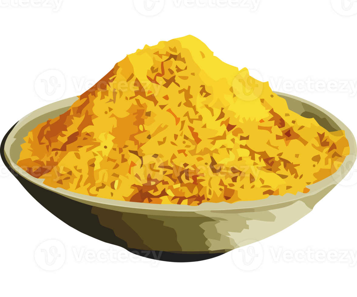 A bowl of yellow rice in a bowl png