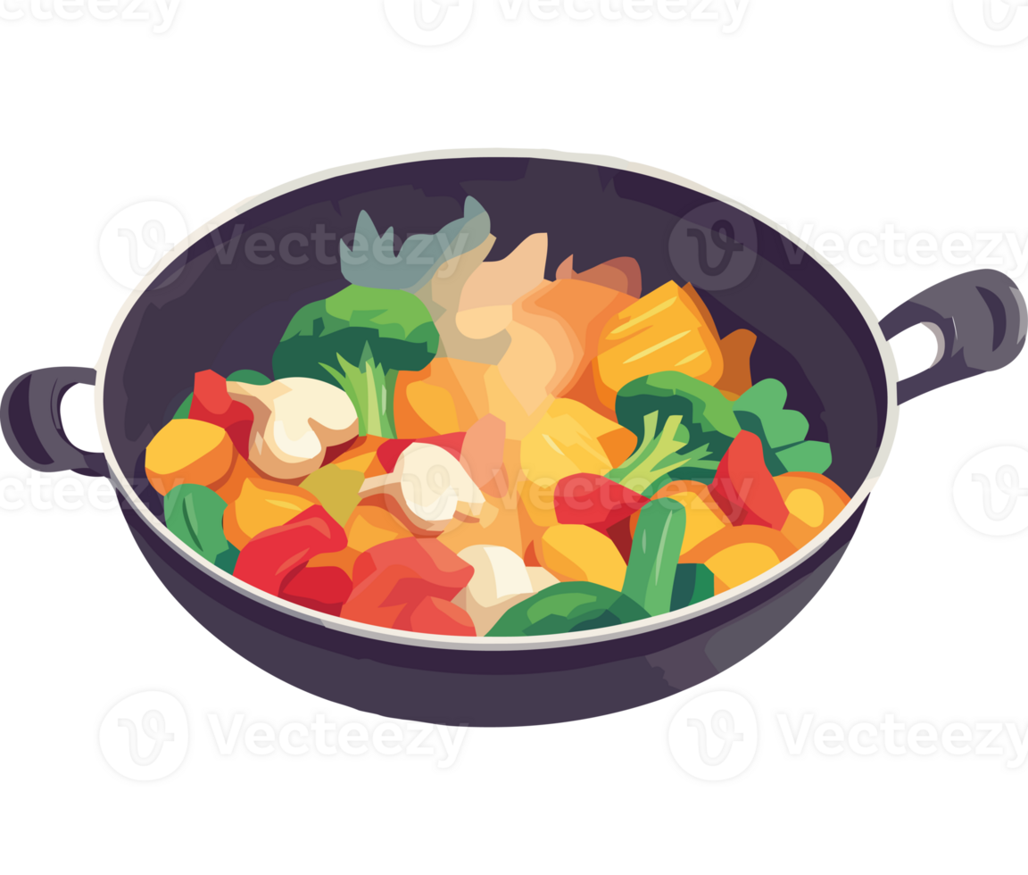 A pan full of vegetables and other ingredients png