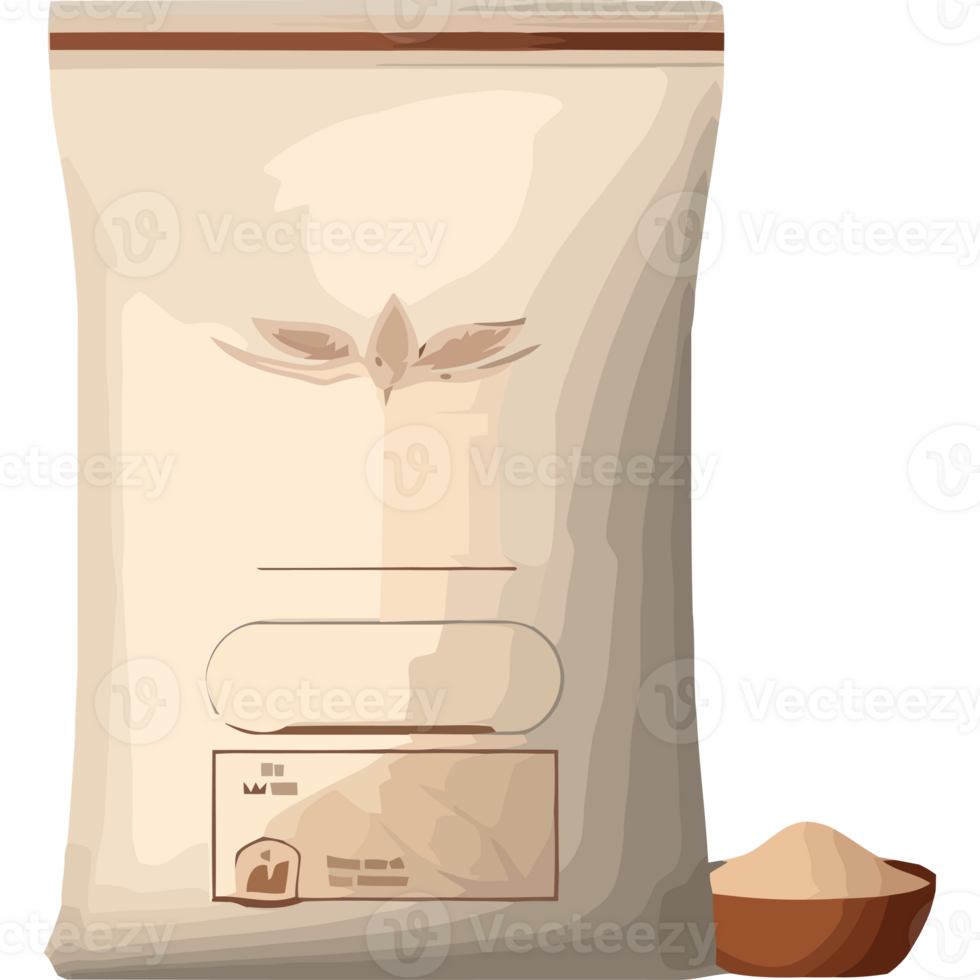 A bag of flour and a spoon png