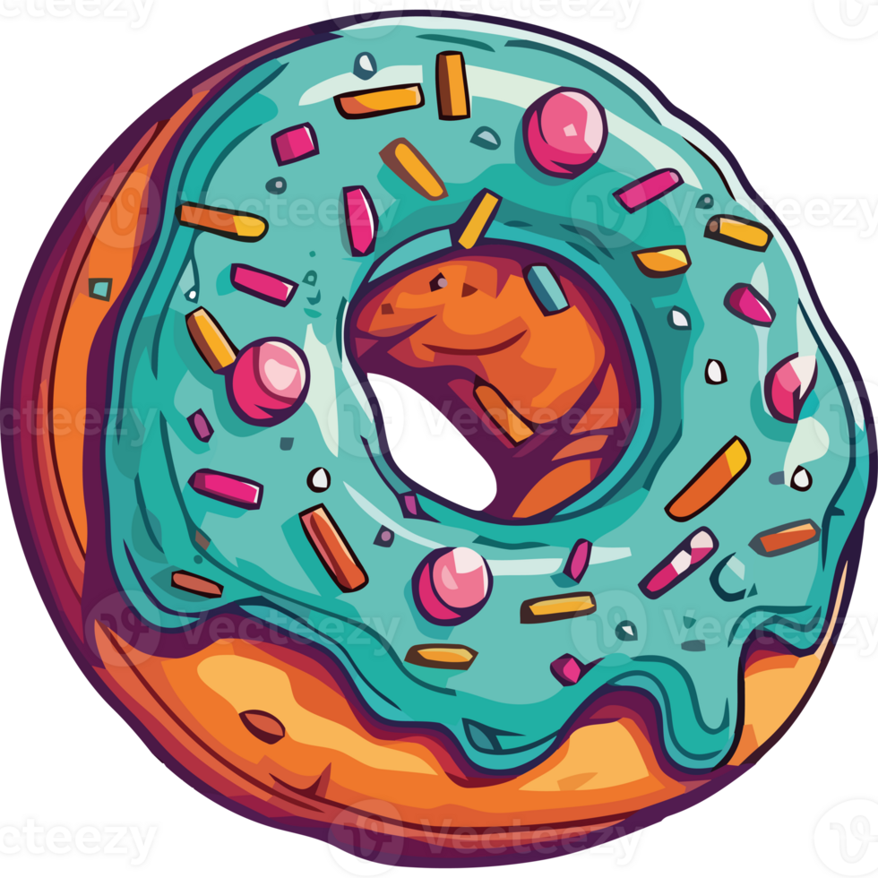 A donut with blue icing and sprinkles png
