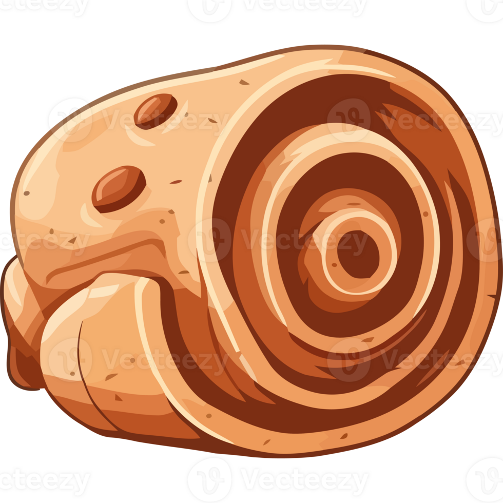 A cartoon roll of dough with a brown and white swirl png
