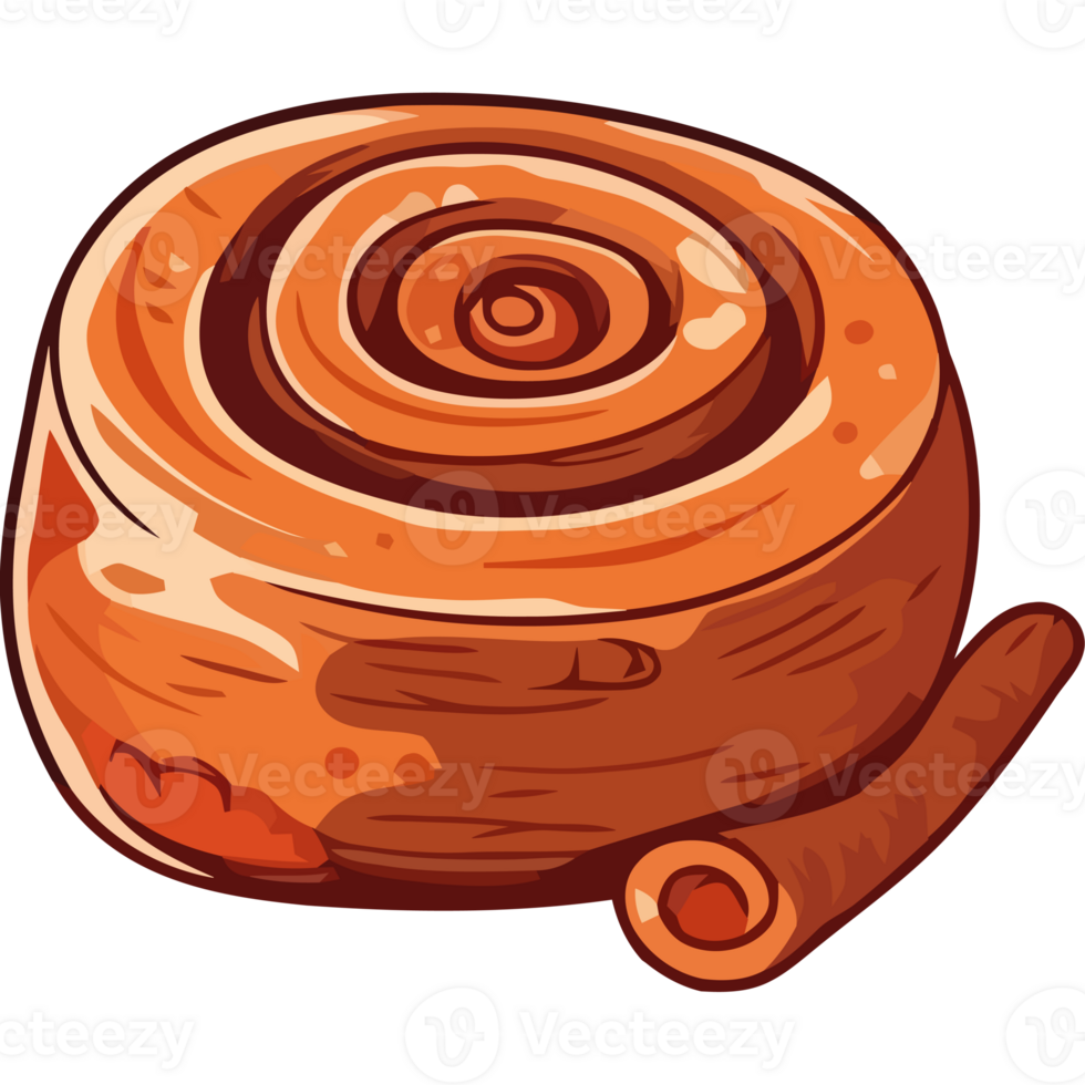 A cinnamon roll with a cinnamon stick png