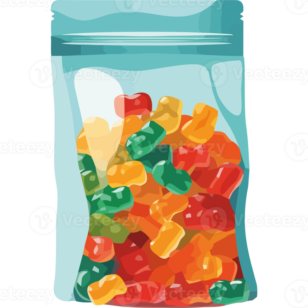 Gummy bears in a glass jar png