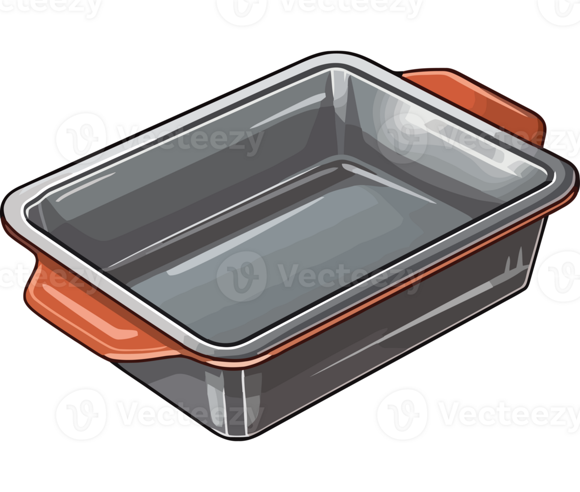An illustration of a rectangular baking dish png