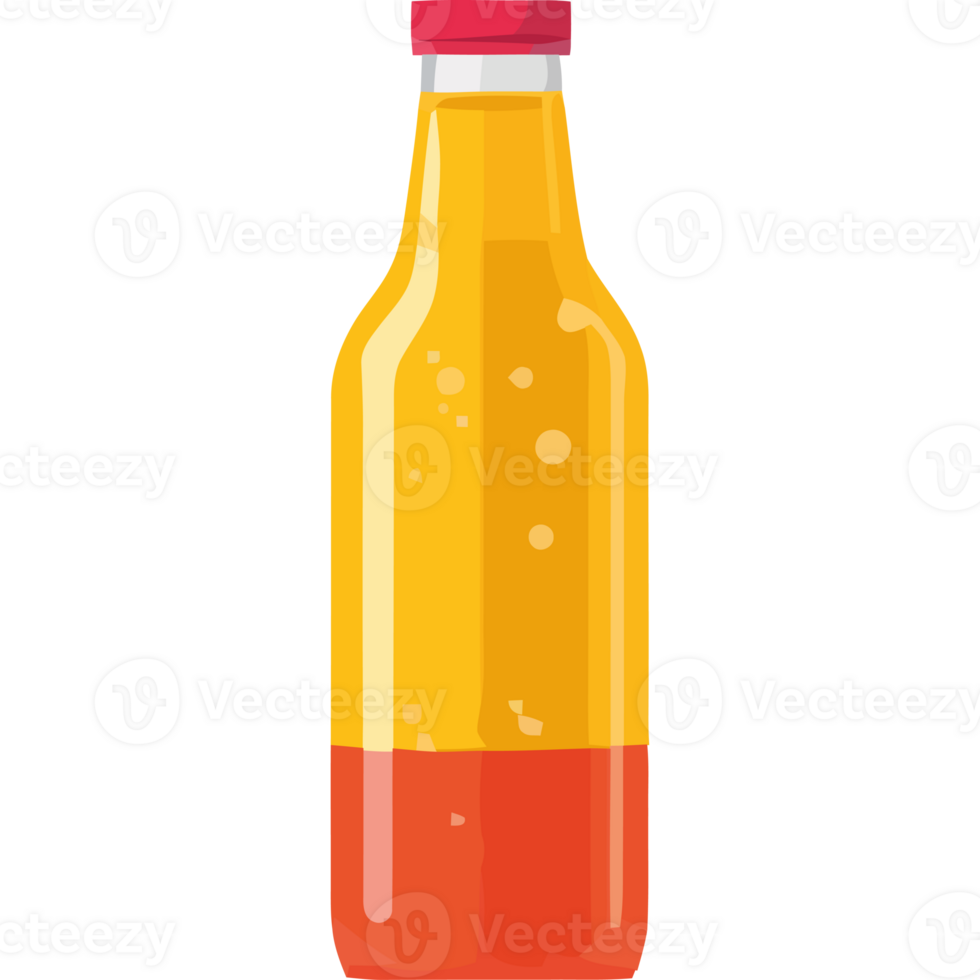 A bottle of orange and yellow liquid png