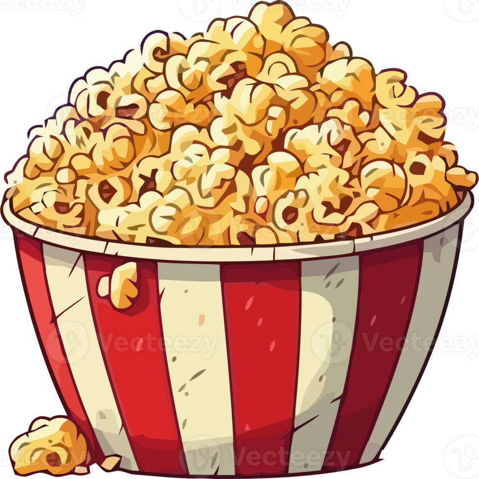 Popcorn in a striped bucket png