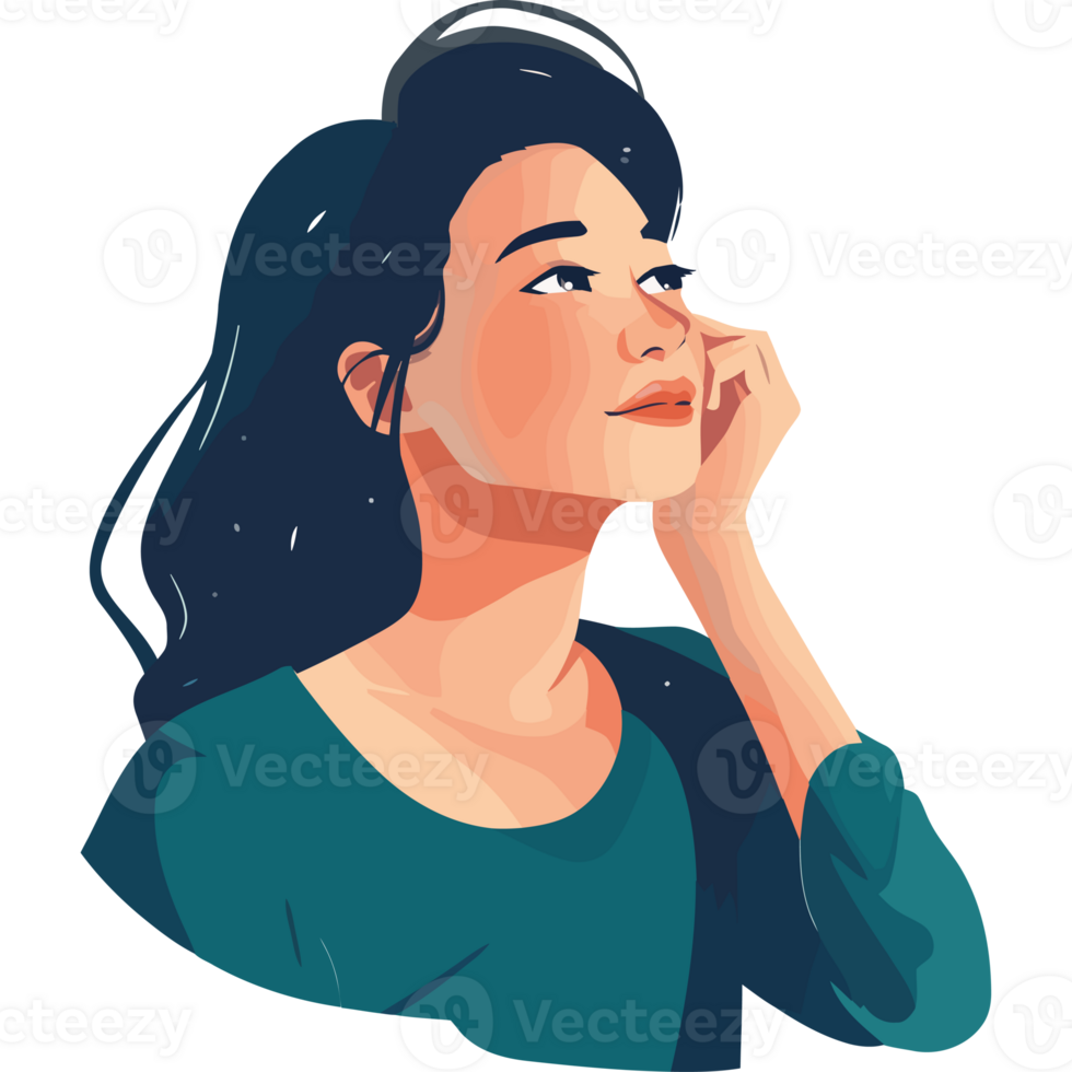 Illustration of a woman thinking png