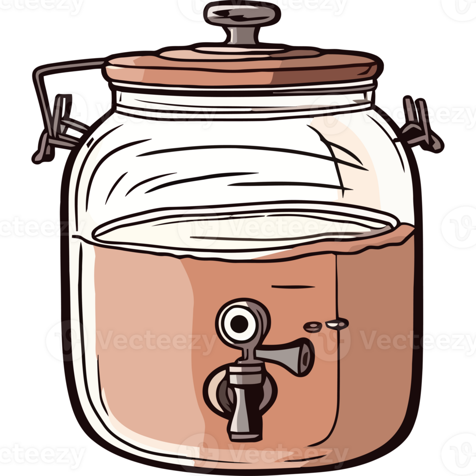 A jar with a lid and a handle png