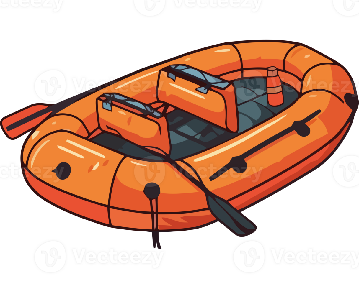An inflatable boat with two paddles png