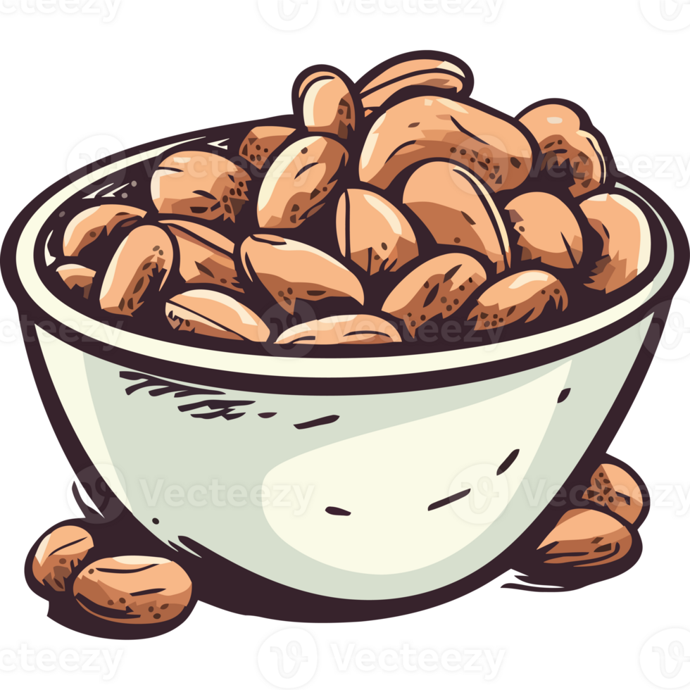 A bowl full of nuts on a black background png
