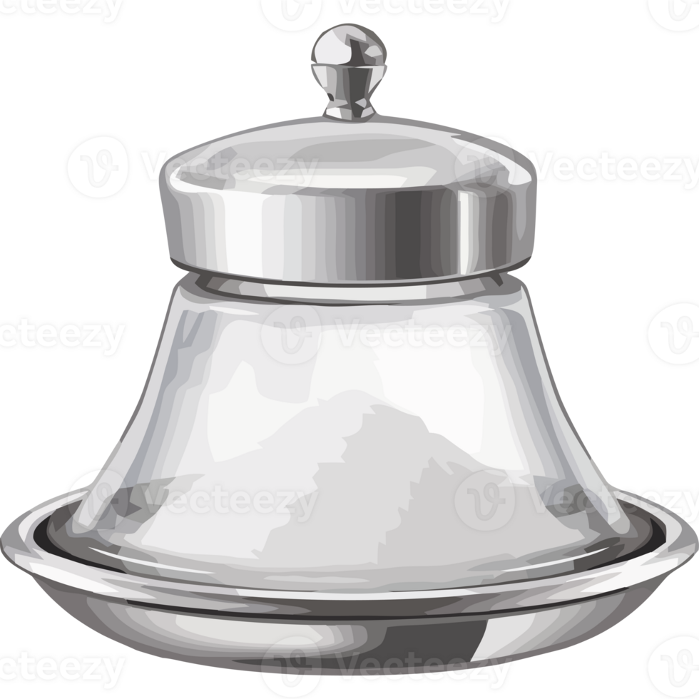 A salt shaker on a silver tray png