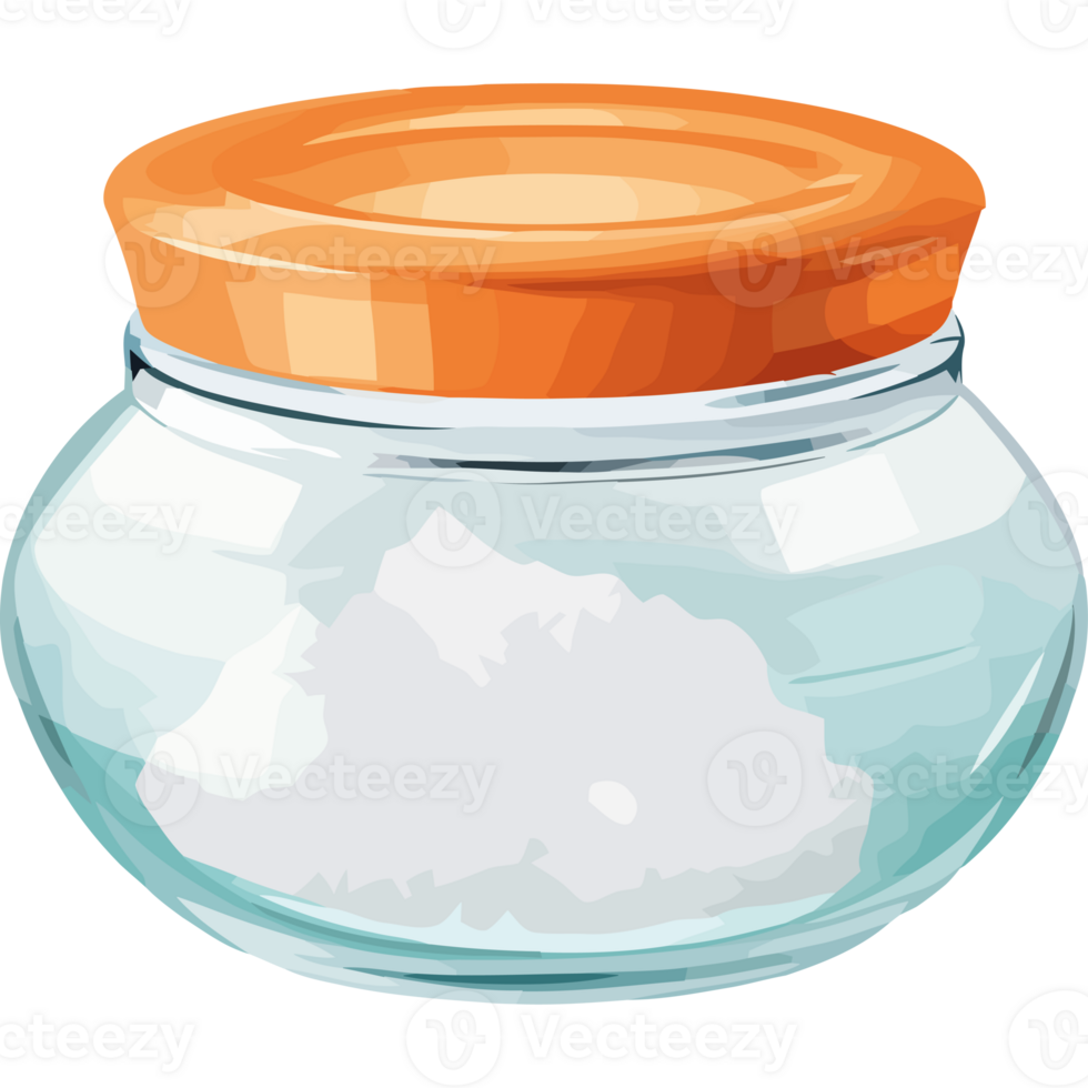 A jar with white powder inside png