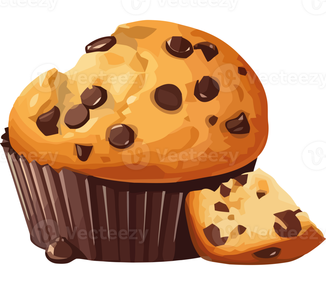 Chocolate chip muffin with a bite out of it png