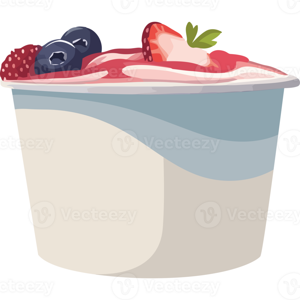 Yogurt with berries and strawberries in a cup png