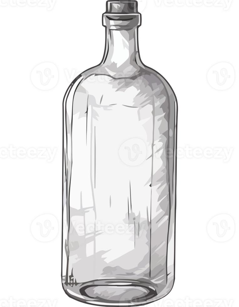 A drawing of a glass bottle with a lid png