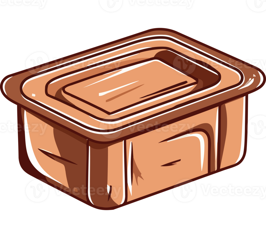 A brown plastic container with a lid png