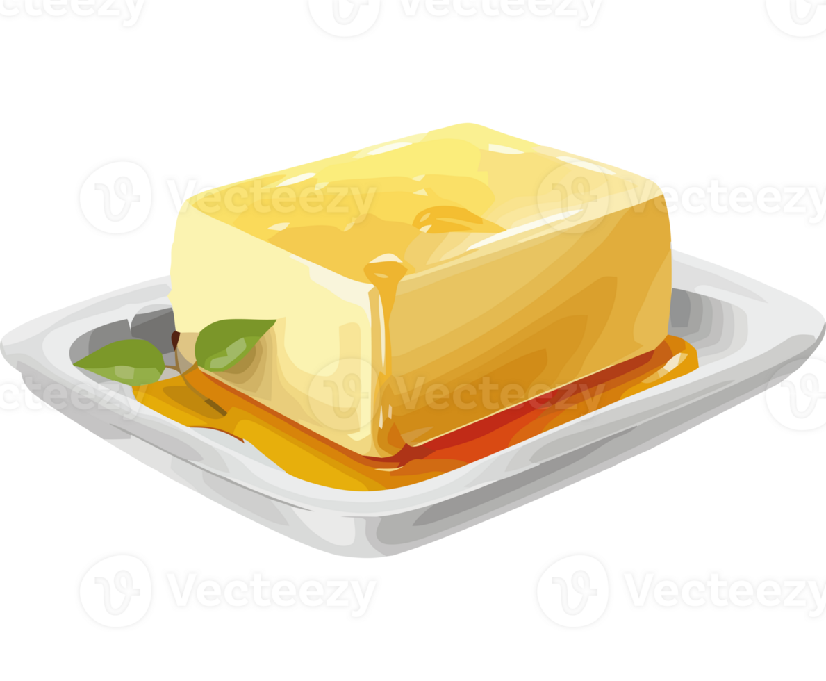 Butter on a plate with a leaf on it png