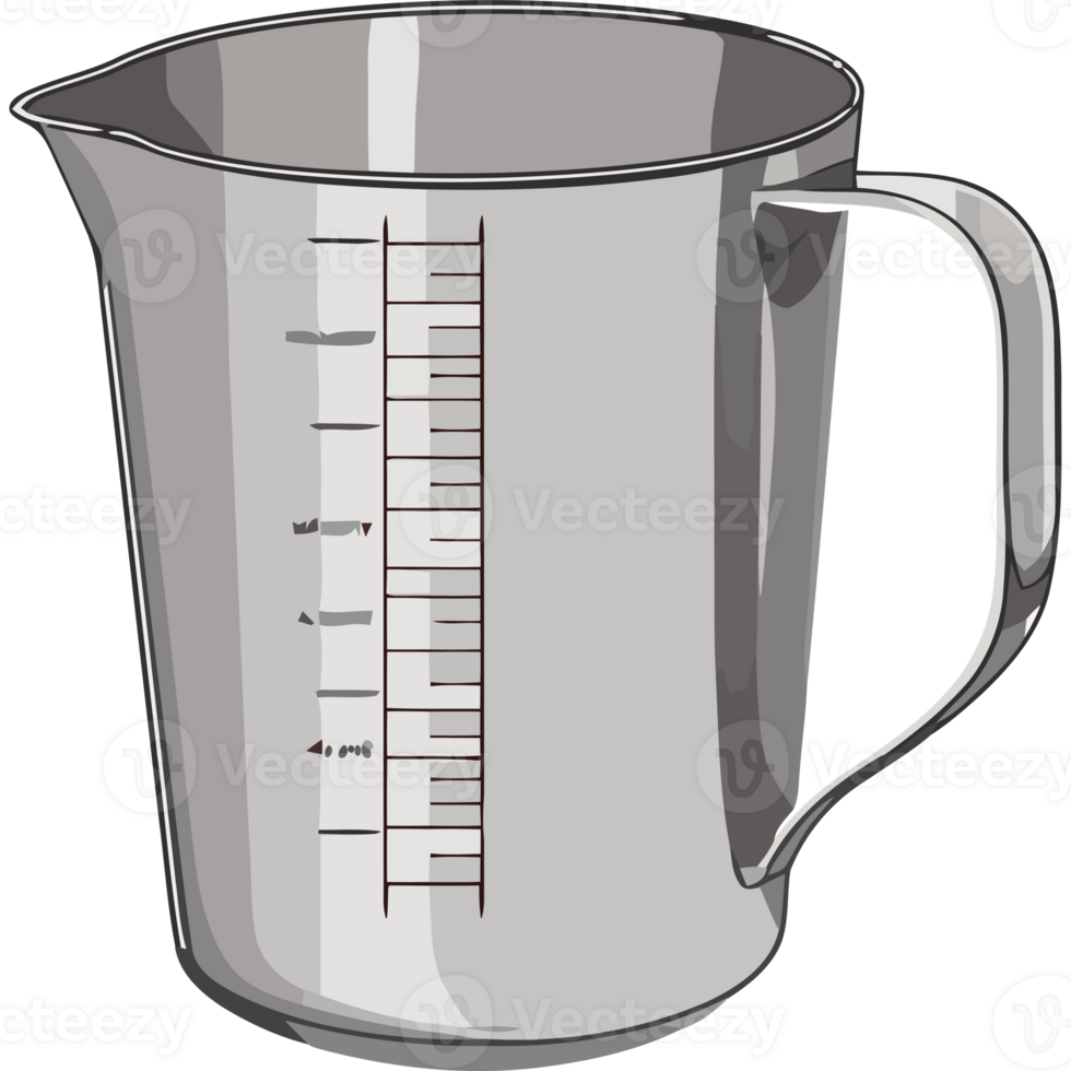 A measuring cup with a ruler on it png