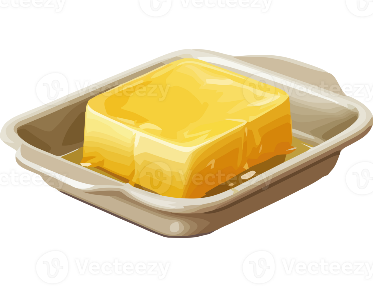 A square of butter in a baking dish png