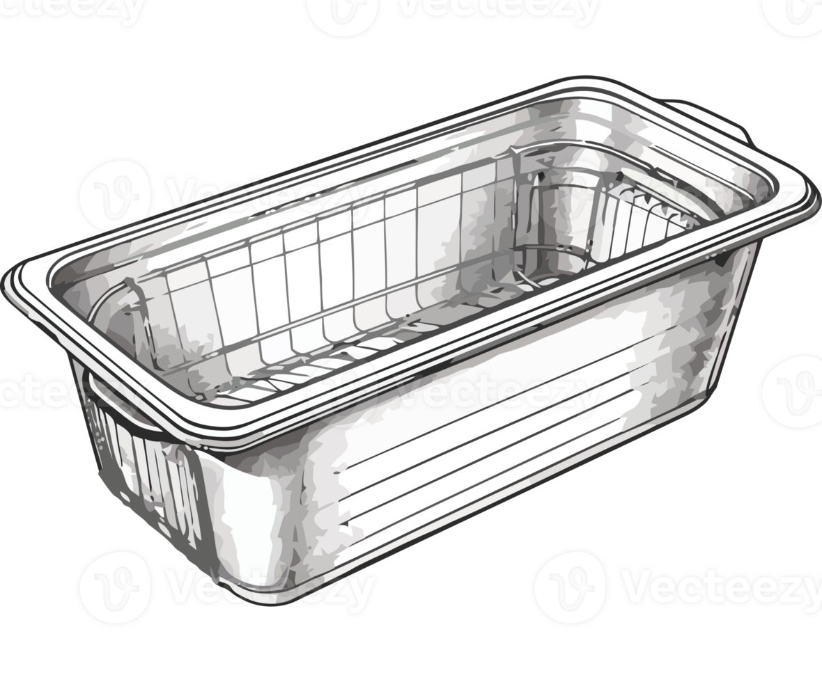 A silver rectangular tray with a wire basket png