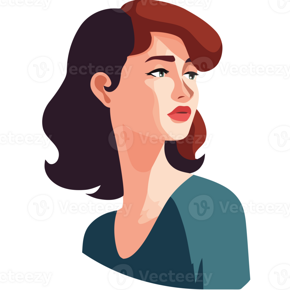 A woman with red hair and blue eyes png