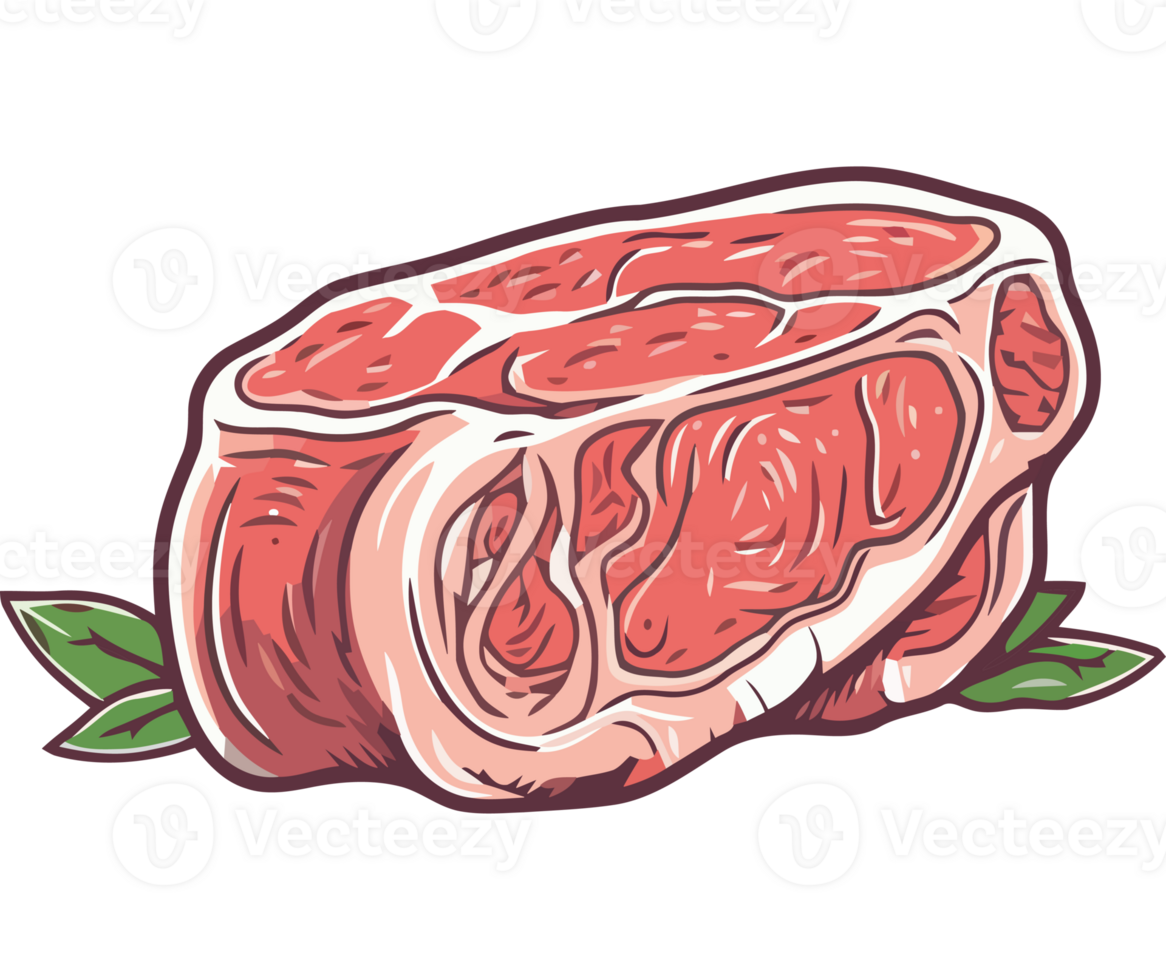 Meat steak with leaves on it png