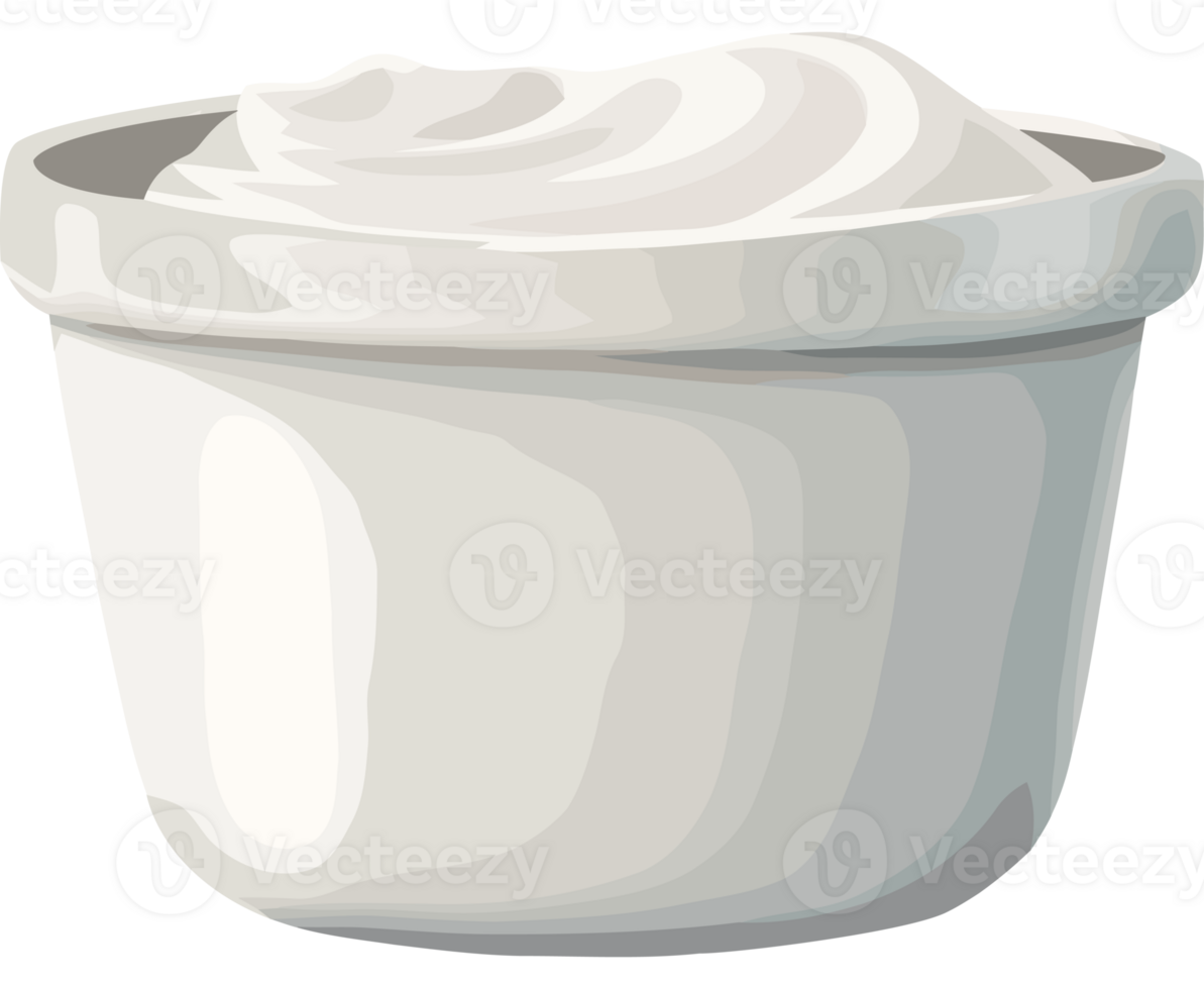 A white container with whipped cream in it png