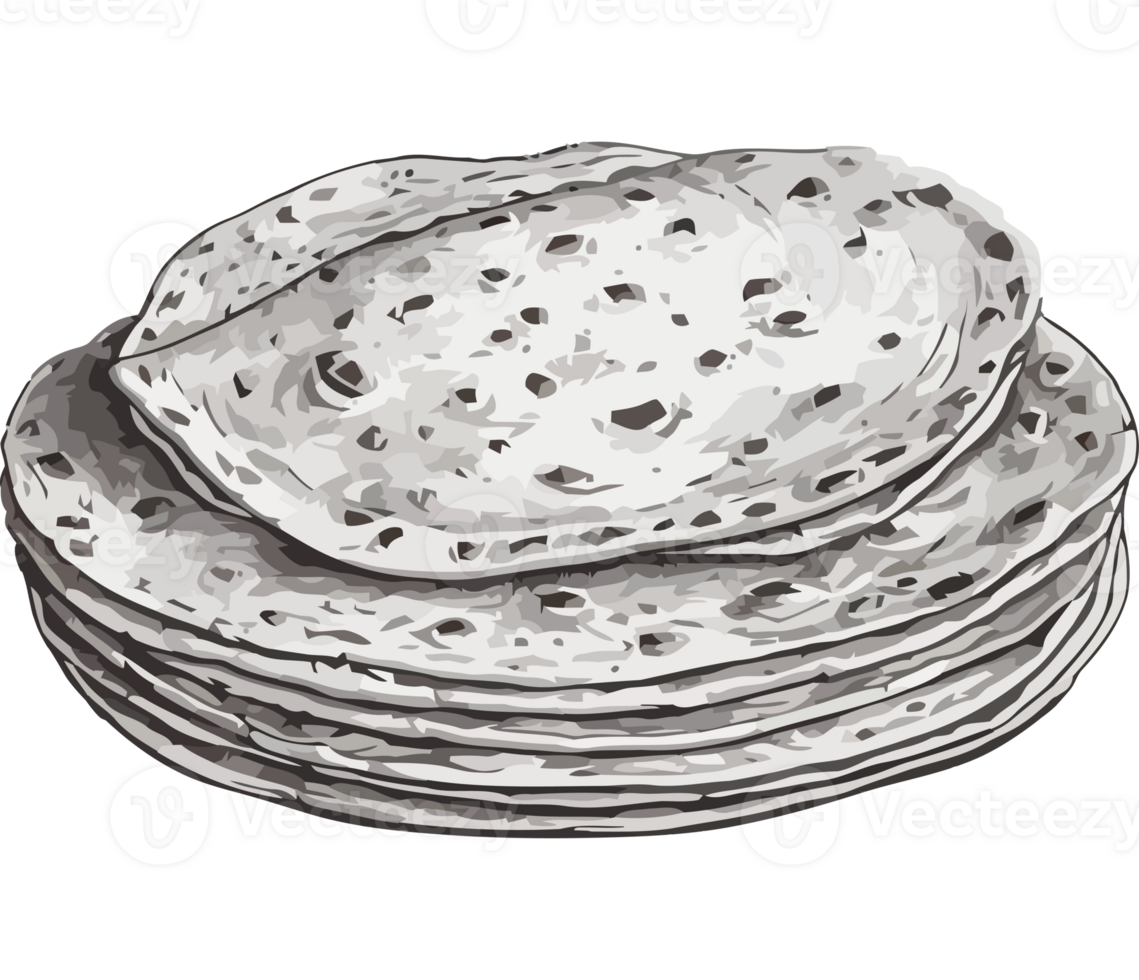 A stack of tortillas is shown on a black background png