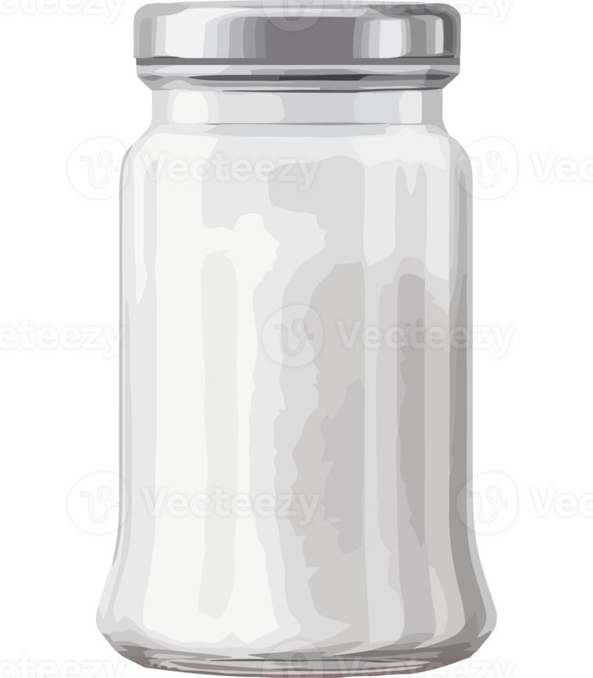 A jar of white sugar on a black background png