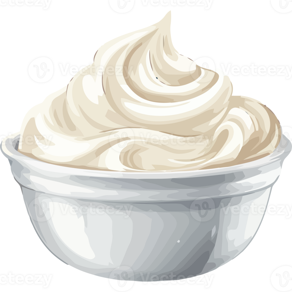 A bowl of whipped cream on a white background png