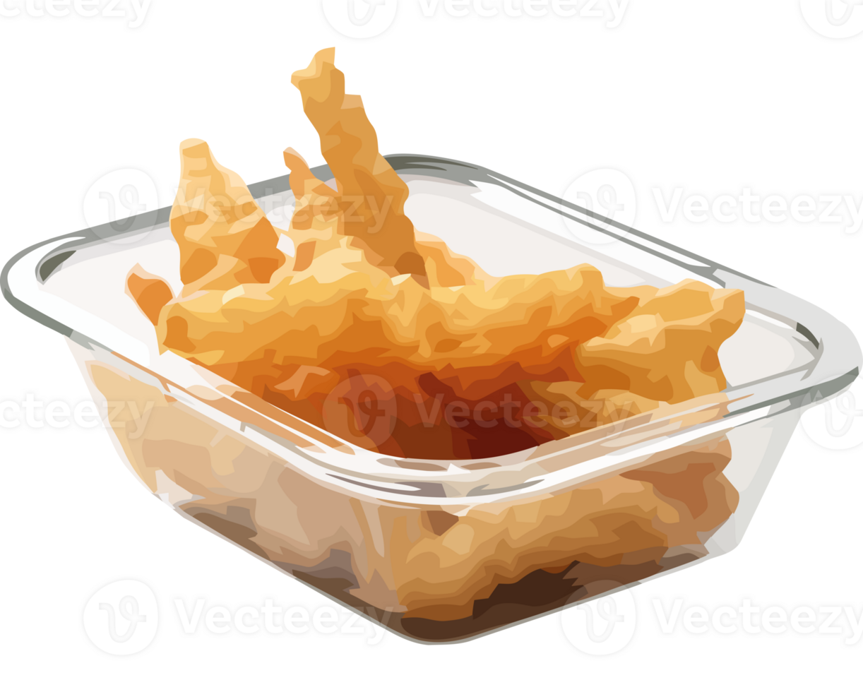 A plastic container filled with fried chicken png