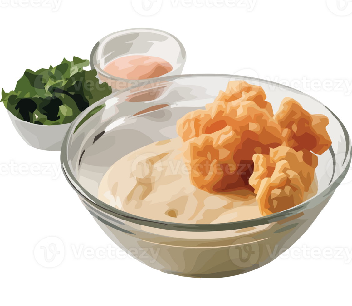A bowl of dip with fries and a salad png