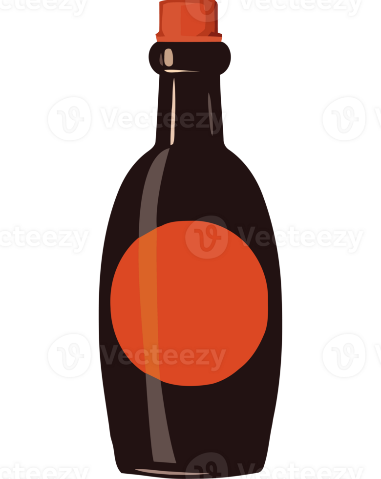 A bottle of beer with an orange cap png