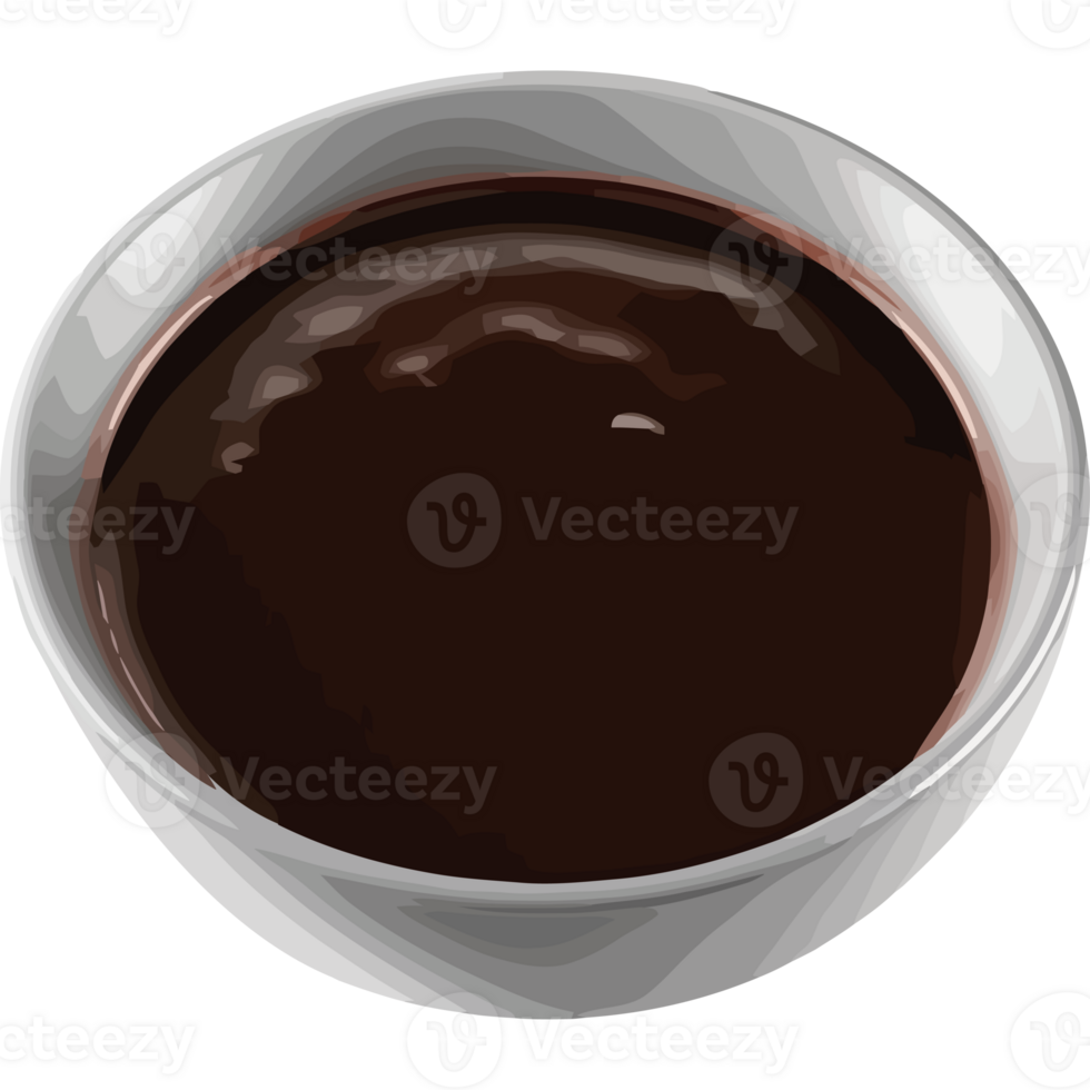 A bowl of chocolate sauce on a black background png