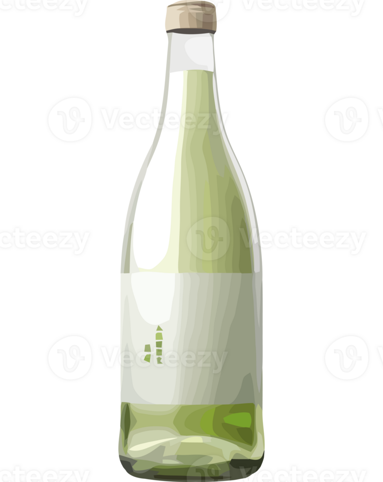 A bottle of white wine with a label png