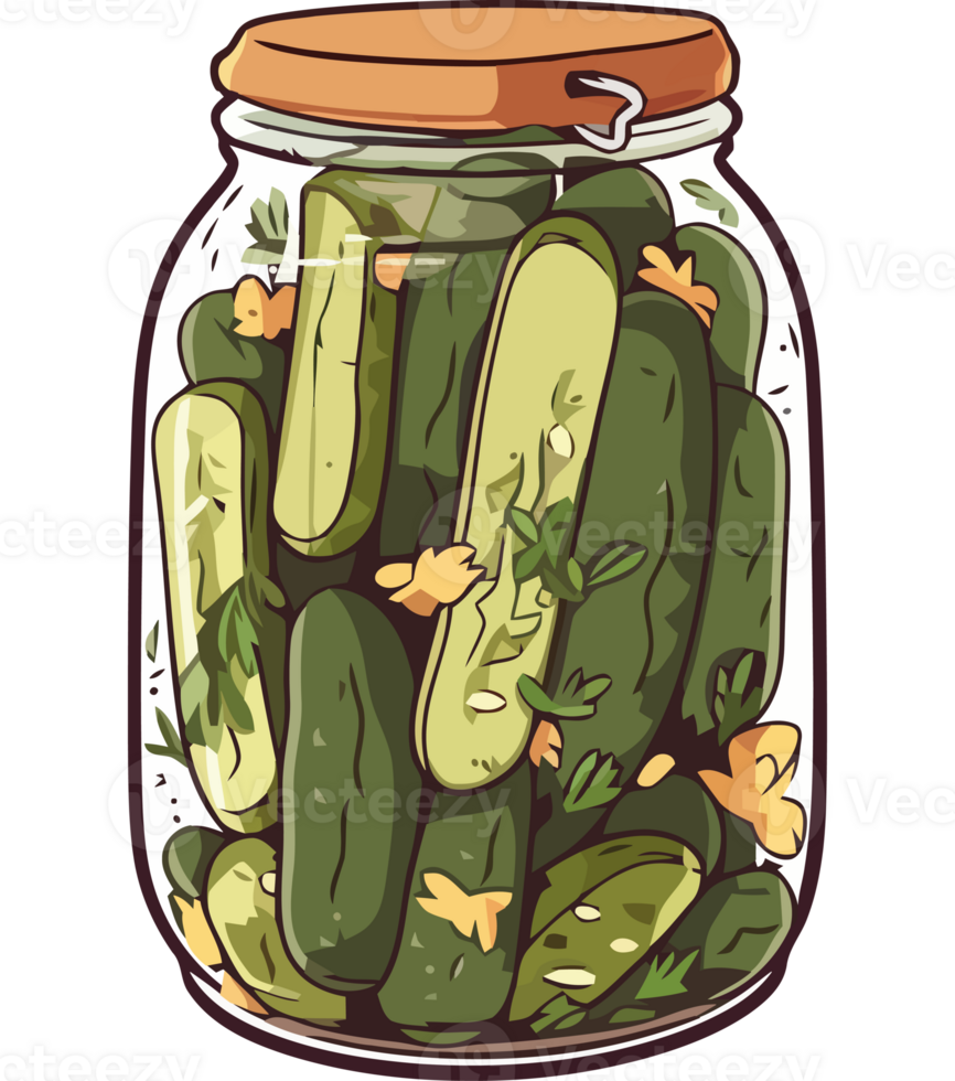 A jar full of pickles on a black background png