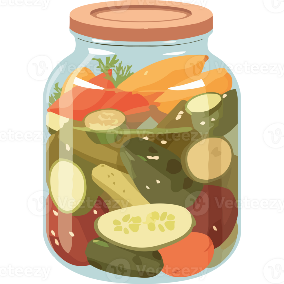 A jar full of pickled vegetables png