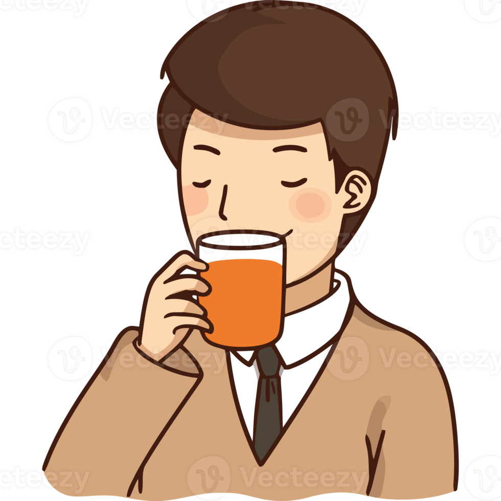 A man drinking orange juice png