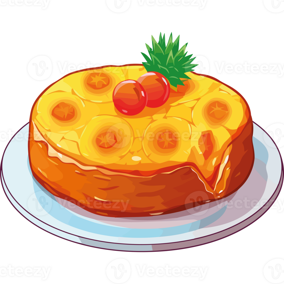 A pineapple cake with a cherry on top png