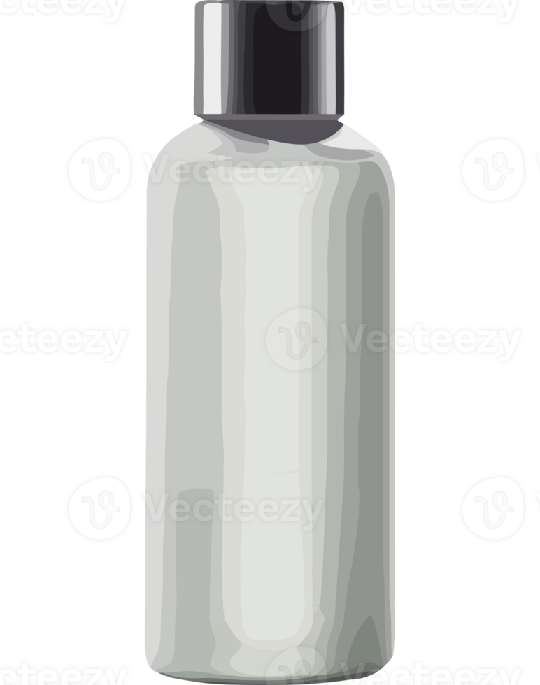 A white bottle with a black cap on it png