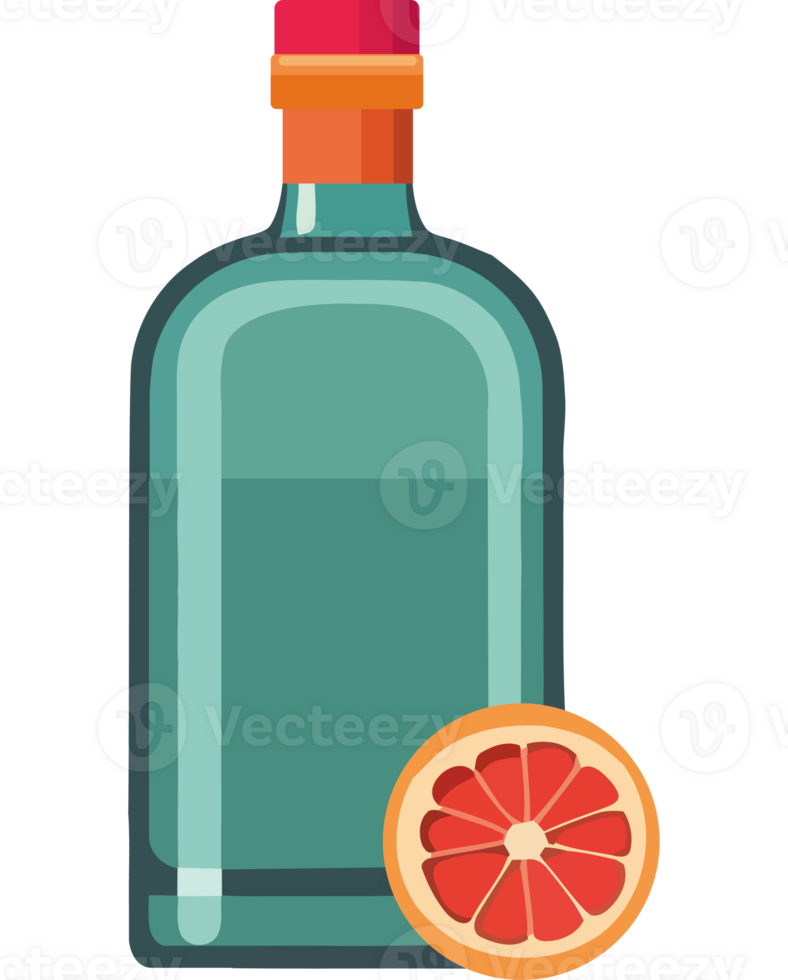 A bottle of gin and grapefruit png