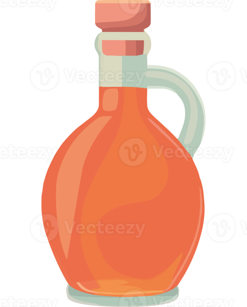 A bottle of syrup with a red lid png