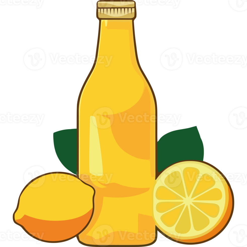 A bottle of lemonade and lemons png