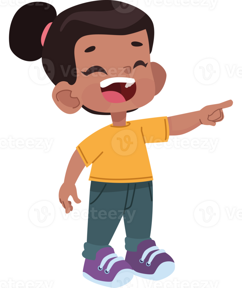 A cartoon girl pointing at something png