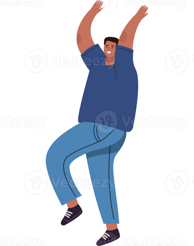 A man is jumping up and down with his arms up png
